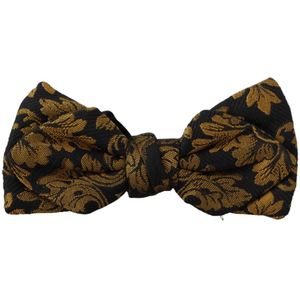 Dolce & Gabbana, Accessoires, Heren, Veelkleurig, ONE Size, Zwarte Gouden Bloem Zijden Strik