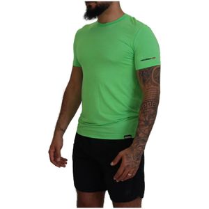 Dsquared2, Tops, Heren, Groen, M, Groene Modal Crewneck T-shirt