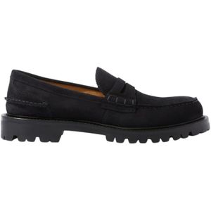 Scarosso, Schoenen, Heren, Blauw, 41 1/2 EU, Suède, Wooster Loafers - Blauwe Suède Penny Loafers met Vibram Zool