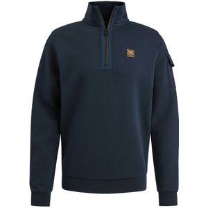 PME Legend, Sweatshirts & Hoodies, Heren, Blauw, XL, Katoen, Halve rits kraag interlock jersey pullover