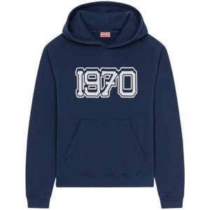 Kenzo, Blauwe Katoenen Hoodie Blauw, Heren, Maat:S