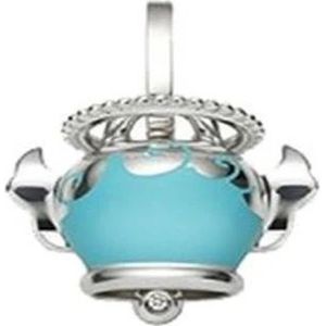 Chantecler, Bel Charme Hanger - Zilver, Witte Diamant, Blauw Emaille Blauw, Dames, Maat:ONE Size