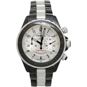 Chanel Vintage, Pre-owned, Dames, Grijs, ONE Size, Tweed, Pre-owned Stainless Steel watches
