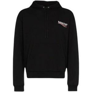 Balenciaga, Sweatshirts & Hoodies, Heren, Zwart, XS, Geborduurde hoodie