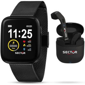 Sector No Limits, Digitale Mesh Smartwatch met Earphone Zwart, Dames, Maat:ONE Size
