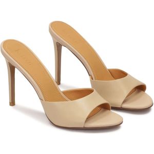 Kazar, Schoenen, Dames, Beige, 35 EU, Leer, Beige leren muiltjes met hak