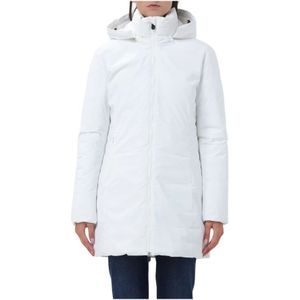 Save The Duck, Lange Dames Puffer Jas Rachel Wit, Dames, Maat:M