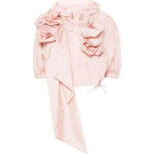 Simone Rocha, Blush Pink Bloemen Hoodie Jas Roze, Dames, Maat:S