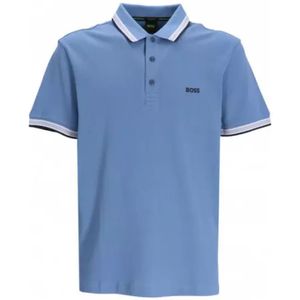 Hugo Boss, Tops, Heren, Blauw, L, Katoen, Contrast Polo Shirt Regular Fit