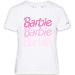 MC2 Saint Barth, Tops, Dames, Wit, XS, Sprankelend Logo T-shirt voor vrouwen
