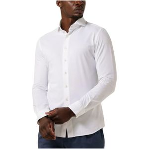Profuomo, Overhemden, Heren, Wit, XL, Japanse Gebreide Heren Overhemd Wit
