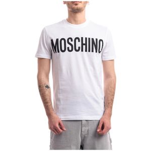 Moschino, Tops, Heren, Wit, M, Katoen, Biologisch katoenen Jersey T-shirt