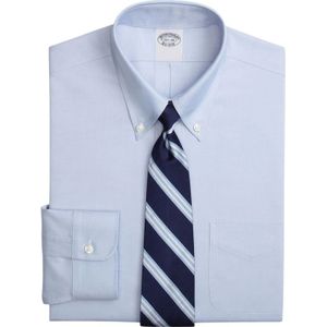 Brooks Brothers, Lichtblauw Traditionele Pasvorm Stretch Supima Katoen Non-Iron Overhemd met Button-Down Kraag Blauw, Heren, Maat:S