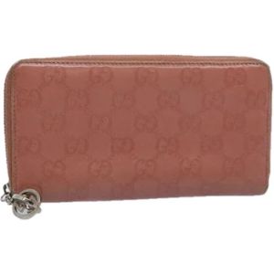Gucci Vintage, Pre-owned, Dames, Roze, ONE Size, Katoen, Pre-owned Canvas wallets