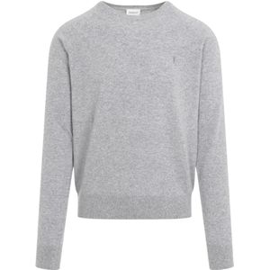 Saint Laurent, Truien, Heren, Grijs, M, Kasjmier, Chine Pullover in Grijs voor Mannen