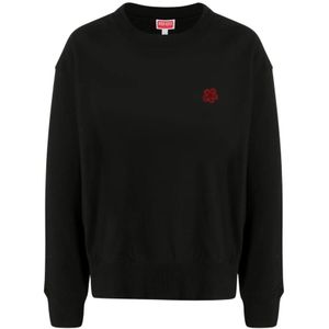 Kenzo, Sweatshirts & Hoodies, Heren, Zwart, S, Katoen, Bloem Logo Sweatshirt