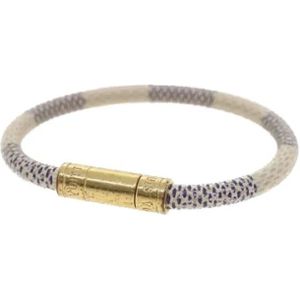 Louis Vuitton Vintage, Pre-owned, Dames, Wit, ONE Size, Tweed, Pre-owned Canvas bracelets