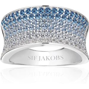Sif Jakobs Jewellery, Accessoires, Dames, Grijs, 56 MM, Concave Felline Ring Blauw Wit Zirkonia