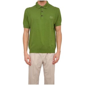 Etro, Tops, Heren, Groen, XL, Katoen, Groene Gebreide Polo Shirt