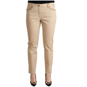 Dolce & Gabbana Pre-owned, Pre-owned, Dames, Beige, L, Beige Cotton Stretch Skinny Trouser Pants