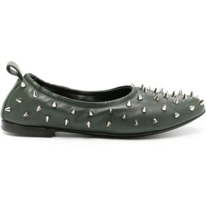 Agl, Studded Leren Ballerina Ballerina Groen, Dames, Maat:37 EU