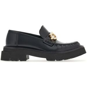 Salvatore Ferragamo, Schoenen, Dames, Zwart, 38 EU, Leer, Zwarte Gancini-gesp leren loafers