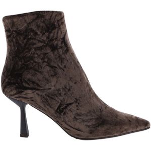 Paris Punk, Schoenen, Dames, Bruin, 37 EU, Bruine Velvet Enkellaarzen