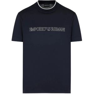 Emporio Armani, 3D1Td 4-1Juvz Korte Mouw Mode T-shirt Blauw, Heren, Maat:XL