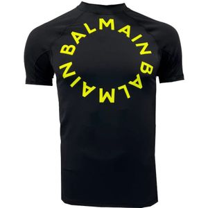 Balmain, Tops, Heren, Zwart, M, Spandex, Heren Logo-Print T-Shirt