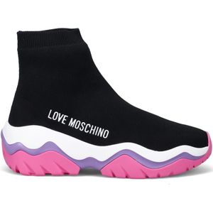 Love Moschino, Schoenen, Dames, Zwart, 37 EU, Zwarte Roller Sneakers - Comfortabel en Modieus