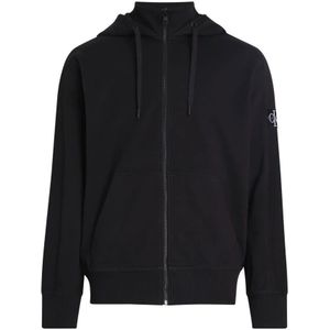 Calvin Klein, Sweatshirts & Hoodies, Heren, Zwart, M, Katoen, Zwarte Zip Sweater voor Heren
