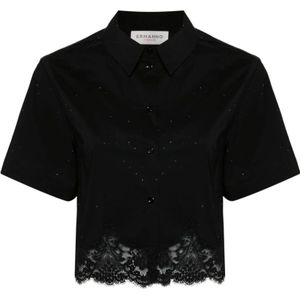 Ermanno Scervino, Blouses & Shirts, Dames, Zwart, 2Xs, Katoen, Shirts