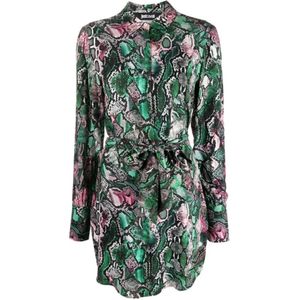 Just Cavalli, Groene Snakeskin-print Minijurk Veelkleurig, Dames, Maat:M