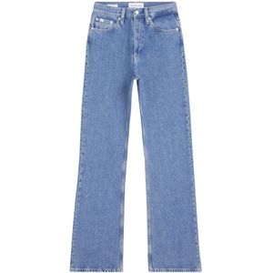 Calvin Klein, Jeans, Dames, Blauw, W30 L32, Denim, Wijde Pijp Denim Jeans