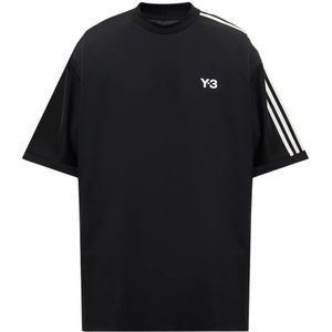 Y-3, Tops, Heren, Zwart, M, Katoen, T-shirt met logo