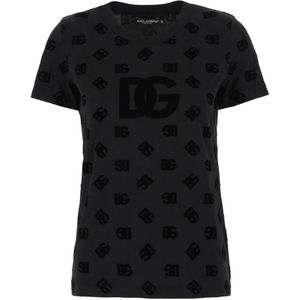 Dolce & Gabbana, Tops, Dames, Zwart, XS, Katoen, Casual Katoenen T-Shirt voor Mannen