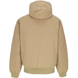 Carhartt Wip, Jassen, Heren, Bruin, M, Katoen, Actieve Koud Leren Jas