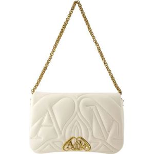 Alexander McQueen, Tassen, Dames, Beige, ONE Size, Leer, Beige Crossbody Tas met Ketting