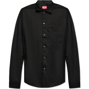 Diesel, S-Emil linnen shirt Zwart, Heren, Maat:L