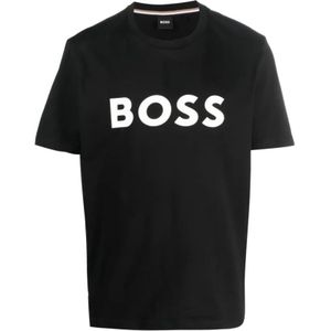 Hugo Boss, Tops, Heren, Zwart, M, Tiburt Stijlvol T-shirt