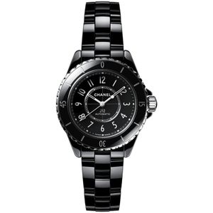 Chanel, Accessoires, Dames, Zwart, ONE Size, Elegante zwarte keramische automatische horloge