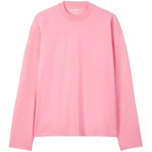 Sunnei, Tops, Heren, Roze, XL, Katoen, Roze Boxy Fit Longsleeve T-Shirt
