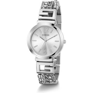 Guess, Accessoires, Dames, Grijs, ONE Size, Cluster Roestvrij Stalen Horloge Zilver