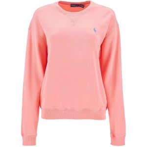 Polo Ralph Lauren, Sweatshirts & Hoodies, Dames, Roze, S, Katoen, Geborduurd Logo Crew Neck Sweatshirt