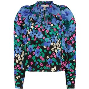 Fabienne Chapot, Blouses & Shirts, Dames, Blauw, XL, Blauwe Pansy Rain Top met Strik