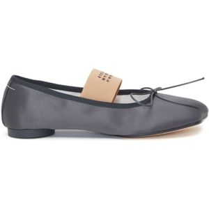 MM6 Maison Margiela, Schoenen, Dames, Grijs, 36 EU, Satijn, Grijze Satijnen Asymmetrische Ballerina Schoenen