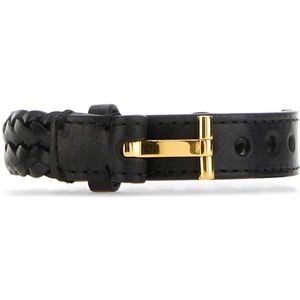 Tom Ford, Zwarte leren armband Zwart, Heren, Maat:ONE Size