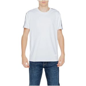 Moschino, Tops, Heren, Wit, S, Katoen, Wit Bedrukt T-Shirt - Korte Mouwen