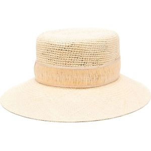 Borsalino, Beige Stro Raffia Pet met Kwastjes Beige, Dames, Maat:M