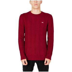 Tommy Hilfiger, Truien, Heren, Rood, 2Xl, Katoen, Bordeaux Gebreide Trui Lange Mouwen Ronde Hals